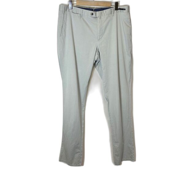 PT01 Gray Cotton Blend Slim Fit Flat Front Chino Pants Sz 56 (US 40 X 36.5) - Picture 3 of 15